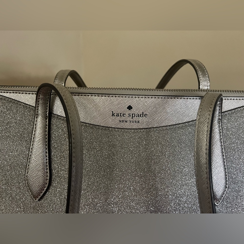 Kate Spade Glitter Silver Tote Bag - Picture 3 of 12